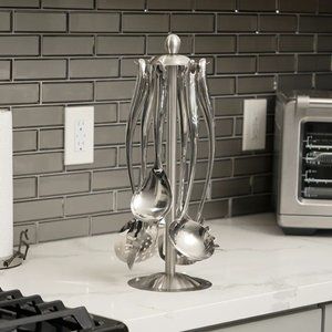 7-Piece Chrome Kitchen Utensil Set - Ergonomic and Elegant Handles